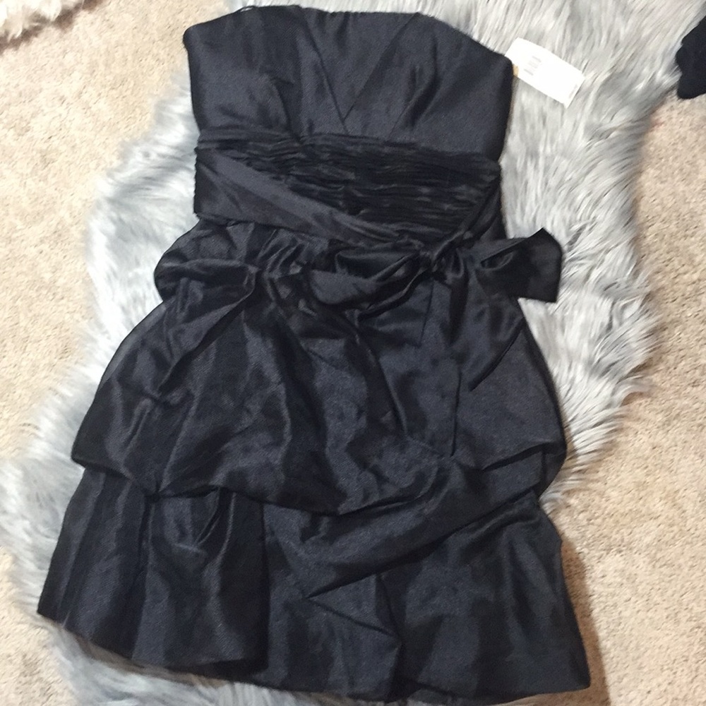 Max and Cleo Strapless Black Cocktail Dress